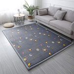 Loartee Thick Toddler Rug - Coral Velvet Nursery Area Rug Memory Foam Carpet Padded Baby Mat, Astral Gray, 6'7"x6'7"