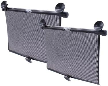 Toddleroo by North States On-The Go-Car Window Shades for Baby and Kids, Retractable Pull-Down Roller, Helps Block Sun Glare, UV Protection, Black, 2 Count