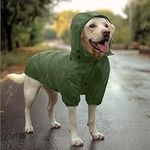 Navaris Hooded Dog Rain Jacket - Dog Raincoat Waterproof - Water-Resistant Rain Coat with Removable Hood - Raincoats with Sizes for Small Medium & Large Dogs - XL Green