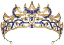 SWEETV Tarot Tiara Crown Queen Crowns for Women Princess Tiara Sapphire Diadem Hair Accessories for Halloween Costume Cosplay Party, The Moon