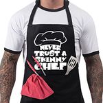 Bang Tidy Clothing Funny BBQ Apron Novelty Aprons Cooking Gifts for Men 100% Cotton 2 Pockets - Never Trust A Skinny Chef