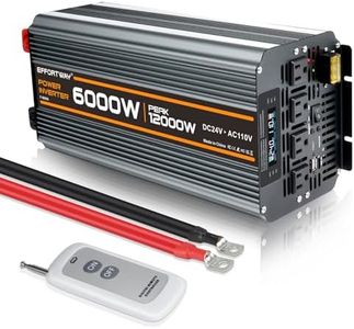 EFFORTWAY Power Inverter DC 24V to AC 110V/120V Converter with LCD Display Wireless Controller, Cable Pair,AC outlets USB.RV Travel,Suitable for Camping,and Off-Grid Solar Systems (6000w-24v)
