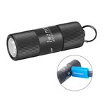 OLIGHT I1R 2 EOS 150 Lumens Micro Rechargeable LED Keychain Flashlight, Twist Switch Mini EDC Light with Built-in Battery for Camping, Hiking, Dog Walking