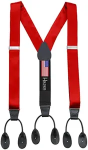 HOLD'EM 100% Silk Suspenders Men Y-Back Fancy Solid Button End-Red
