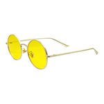 SEIUKS Sunglasses Unisex Round Sunglasses Men Circle Womens Mens Sun Glasses UV400 Protection Gold Yellow