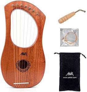 Aklot Lyre Harpe 7 cordes en acajou avec clé de réglage et sac de transport noir