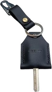 handmade Leather Key Sleeve Key Ring Holder key fob protector Accessories Protective Key Case Cover Key protector (Large-black)