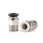 HOSEMART 8mm Tube 1/4" BSP Male Air Pipe Push Type Pneumatic Fittings (Pack of 2)