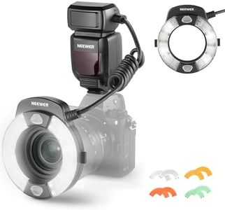 NEEWER RF1-N Marco Ring Flash Light Compatible with Nikon Camera,76Ws GN15 5600K TTL Lighting 1-1/128 Output Front/Rear Curtain Sync Color Gels,Lens Adapter Rings for Macro Photography Studio Photo