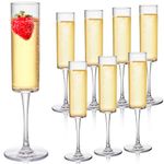 Elsjoy Set of 8 Acrylic Champagne Flutes, 6 Oz Unbreakable Champagne Glasses Reusable Champagne Toasting Cups, Shatterproof Stemmed Champagne Coupes for Wedding, Party, Bar