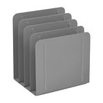 Acrimet Desk Metal File Sorter Organizer, 4 Sections, Office and Home File Management Solution (Silver Color)