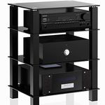 4-Tier Media Component Stand Audio Rack, Ventilation: Yes, Overall: 30'' H x 23.7'' W x 17.9'' D