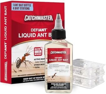 Catchmaster Defiant Liquid Ant Bait with 4 Reusable Bait Stations, Multi-Surface Ant Killer for Home, Discrete Ant Traps Indoor & Outdoor, Pest Control Traps, Reduce & Remove Ant Infestation Colonies