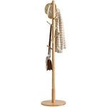 IBUYKE Free Standing Hall Coat Tree with 8 Hooks, Stand Tree Rack with Round Base, Entryway Coat Stand for Purses, Clothes, Scarves, for Hallway, Bedroom, Living Room, Natural Color WD-115