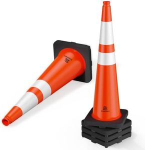 RoadHero 5 Pack 36 Inch Large Traffic Cones with Heavy Black Base, Orange Safety Cone with Reflective Collar for Parking Lot, Construction Work, Road Safety