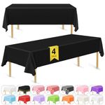 Bouiexye 4 Pack Disposable Table Cloth Black Plastic Tablecloth 54 x 108 Inch Rectangular Tablecloths for Indoor Outdoor Party Birthdays Weddings Christmas Anniversary Buffet Table