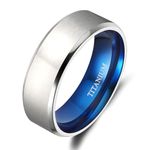 TIGRADE Titanium Rings 4MM 6MM 8MM 10MM Wedding Band in Comfort Fit Matte for Men Women, Blue 8MM, Size 6.5