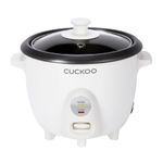 CUCKOO One Touch Rice Cooker 3-Cup (Uncooked) / 6-Cup (Cooked), Mini Rice Cooker & Warmer with Steamer Tray, Versatile Grain Cooker, Soup Maker, Auto Keep Warm, White (CR-0301C)