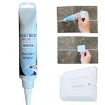 MUSTBEST Tile Grout Repair Kit (White 8.8 Oz-250 Gr), Four Way Use, Repair, Renew, Repaint, Fill The Gaps, Fast Drying, Odorless, Waterproof And Pre-Mixed Grout Pen For Shower, Kitchen, Pool, Bathroom