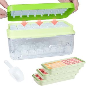 Qoosea Ice Cube Tray with Lid and Bin 96Pcs 3 Trays Ice Cube Molds for Freezer Ice Cube Molds with Scoop Flexible and Easy Release Ice Box Container for All Kinds of Juice