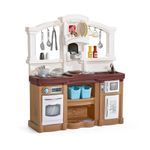 Step2 Fun with Friends Play kitchen in brown with sound | Play kitchenette made of plastic | Includes 4 accessories