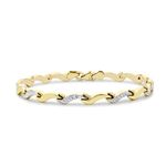 Carissima Gold Women's 9 ct 2 Colour Gold Diamond Cut Wave Link Bracelet of Length 19 cm/7.5 inch