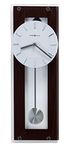 Howard Miller Emmett Contemporary Wall Clock 625-514 – Black Coffee Finish, Satin Silver-Finished Pendulum, Thick Plate Glass Cover, Chrome Accents, Quartz Movement