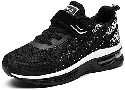 M MAGPER Air Sneaker per ragazzi e ragazze, scarpe sportive per bambini, leggere, traspiranti, da corsa, jogging, corsa, fitness, tennis, taglia 28,5 – 36 EU, nero/bianco, 32 EU