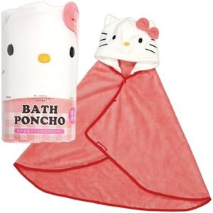 Skater BPO1-A Sanrio Water Absorption Quick-Drying Hooded Bath Poncho Hello Kitty Length 42.5 x Width 36.2 inches (108 x 92 cm)