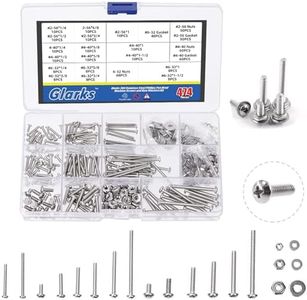 Glarks 474Pcs Machine Screw Assortment Kit #6-32#2-56#4-40 Stainless Steel Phillips Pan Head Assorted Nuts Bolts and Flat Washers Set, 304 Stainless Steel Machine Screws Assortment Set