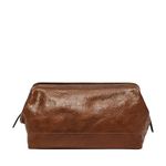 Fossil Men's Leather Travel Toiletry Bag Shave Dopp Kit For Men, Cognac, One Size,W-2.5 Cm, Onesize