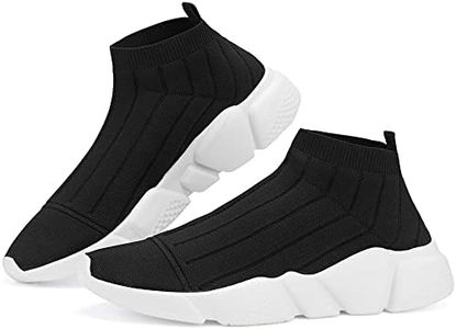 Santiro Mens Sneakers Gym Breathable Tennis Running Walking Slip On Shoes, Black, 10