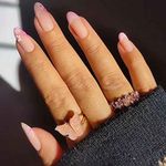 RikView French Tip Press on Nails Medium Nails for Women Almond Acrylic Nails Pink Nails with Flowers Design