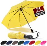 Anntrue Windproof Travel Umbrella, Auto Open Close Lightweight Compact Portable Backpack Folding Umbrella, Perfect for Car, Purse, Men and Women(Yellow)