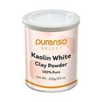 Purenso Select - Kaolin White Clay Powder, 100g I 100% Natural for Making DIY Spa Mud Mask for Face/Facial, Hair, Body, Soap, Deodorant, Bath Bomb, Setting Makeup, Lotion and Gardening