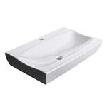 Durovin Bathrooms Ceramic Basin - Wall Hung or Counter Top Mount Sink - Single Tap Hole Without Overflow - Rectangular 625 x 395mm (WXD)