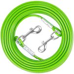 XiaZ Dog Tie Out Cable for Large Dogs, 20/30/50ft Heavy Duty Reflective Dog Lead Leash for Outside Up to 250 Pound, Silver/Orange/Blue (Green, 250lbs 50ft)
