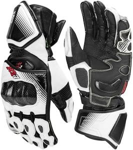KEMIMOTO Leather Motorcycle Gloves for Men and Women, CE-Certified，Riding Racing Gloves with ESA Cushioning Kevlar Carbon Fiber Knuckle Protection for Dirt Bike Motorbike Outdoor Sports