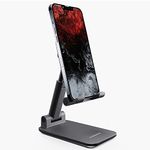 Ambrane Mobile Holding Tabletop Stand, 0-135 Perfect View, Height Adjustment, Wide Compatibility, Multipurpose, Anti-Skid Design (Twistand, Black)