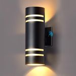 KIZON Outdoor Wall Lights with Dusk to Dawn Sensor, Cylinder Outdoor Light Fixture Wall Mount, Matte Black Porch Light Bulbs Included, Outdoor Wall Sconce for House Garage Patio