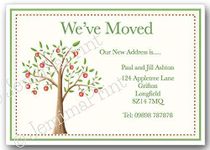 10 Personalised apple tree change of address cards, new home with envelopes J444