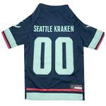 NHL Seattle Kraken Jersey for DOGS & CATS. - SIZE: Small. Best PET JERSEY for the NEW HOT Ice Hockey Team for Puppies, Large Dogs, Kittens & Large Cats