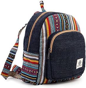 Mini Hemp Backpack Bag - Blue Boho Eco Friendly Unisex Rustic Durable by Freakmandu