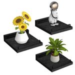 RYOFOBETTO Small Floating Shelf, 6X6 Inches Farmhouse Wall Shelves for Living Room, Bedroom, Picture Frames, Plants, Kitchen, Set of 3 (Black), 93748hddo