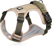 XINIDEA No Pull Dog Harness for Small Large Medium and Extra Large Dog, Adjustable Breathable Oxford Material Outdoor Dog Vest, No Escape No Choke Design and Name Tag Reserved. (Khaki, M)