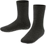 FALKE Unisex Kids Catspads Slipper Socks, Cozy Warm, Cotton Merino Wool, House Socks for Winter and Fall, Sole Grips, Grey (Asphalt Melange 3180), 6.5-9, 1 Pair