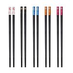 nuoshen Fiberglass Chopsticks, 5 Pairs Non Slip Fancy Chop Sticks Dishwasher Safe Reusable Chopstick Set for Sushi Noodles Rice, Multicolour