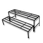 IRON LANDS Heavy with Rubberized Base Indoor Outdoor Shelf Rack Pot Planter Stand for Home Decor Garden Balcony (2 Step) Set