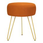 GERANT Multifunctional Vanity Stool-Velvet Footrest Stool-Upholstered Chair Stool -Ottoman Round Morden Dressing Chair - Side Coffee Table Seat with Golden Metal Leg for Living Room(Tangerine)