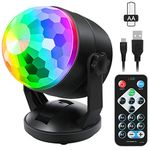 Portable Sound Activated Party Lights for Outdoor and Indoor, Battery Powered/USB Plug in, Dj Lighting, RBG Disco Ball, Strobe Lamp Stage Par Light for Car Room Dance Parties Birthday DJ Bar Club Pub